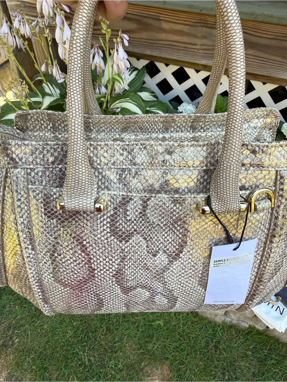 Brahmin Authentic Arden Blissful Gold Satchel Snake Crossbody Limited Edition - Picture 4 of 7
